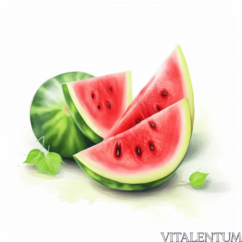 Realistic Watermelon Slices: Vector Illustration of Refreshing Still Life AI Image