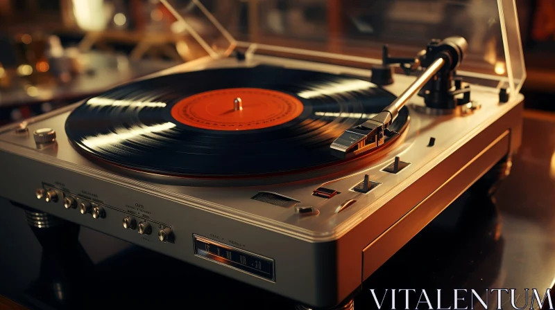 Vintage Record Player Close-Up AI Image