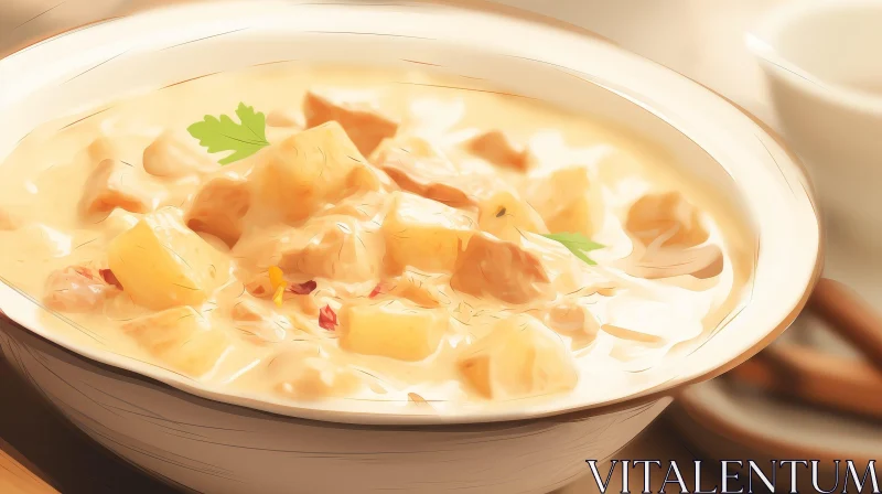 Creamy Chicken and Potato Soup - Winter Comfort Food AI Image