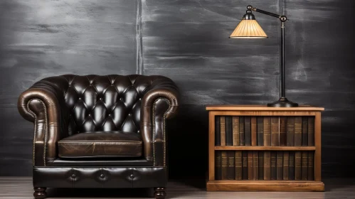 Dark Moody Library with Chesterfield Sofa