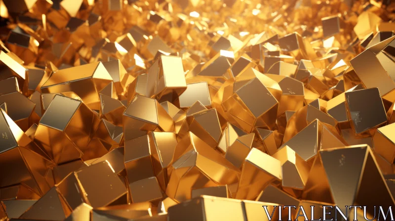 AI ART Gold Cubes 3D Rendering