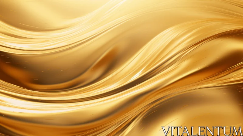 AI ART Golden Liquid Flowing Waves - Detailed 3D Rendering