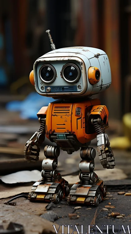 AI ART Rusty Robot with Cameras - Unique Metal Design