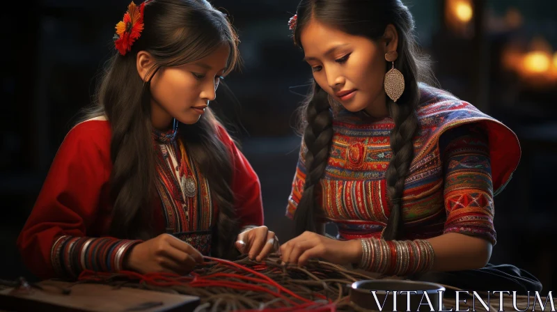Traditional Guatemalan Women Textile Project AI Image