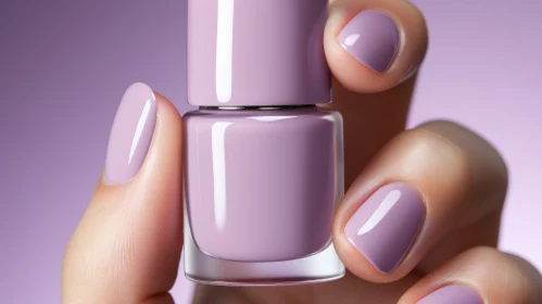 Elegant Nail Polish Bottle and Woman's Hand Close-Up