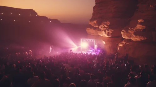 Exciting Concert in a Canyon | Pink Spotlights | Sunset Glow