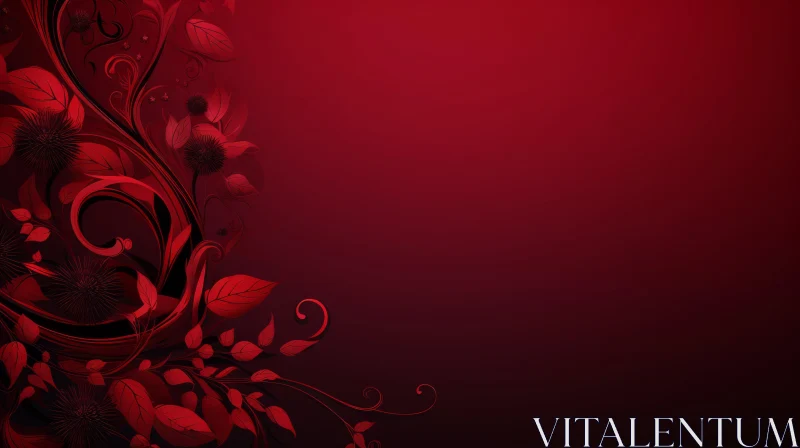 Red Floral Background for Web and Social Media AI Image
