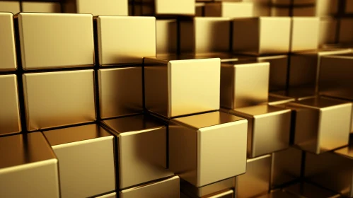 Gold Cubes Stack - Bright 3D Rendering