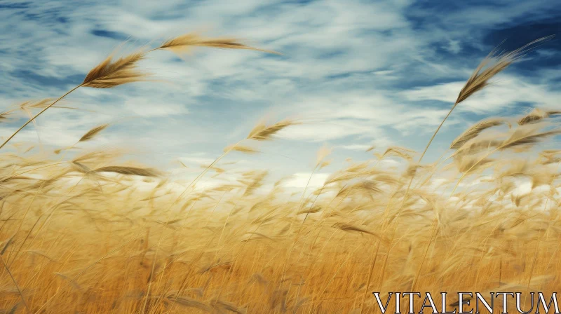 Tranquil Wheat Field Landscape AI Image