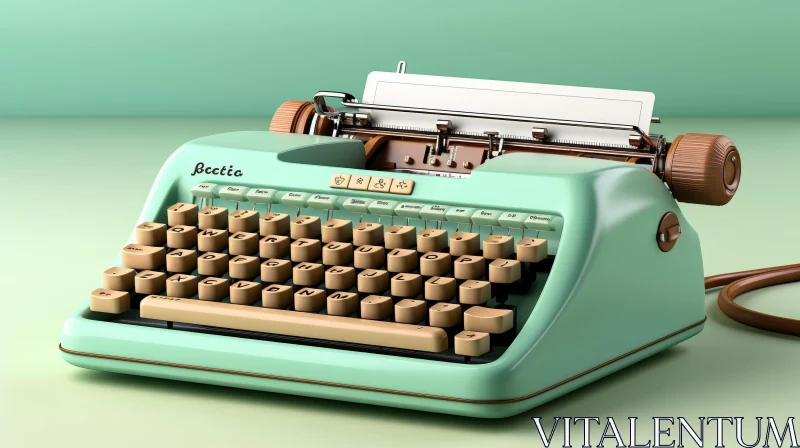 AI ART Vintage Green and Cream Typewriter 3D Render