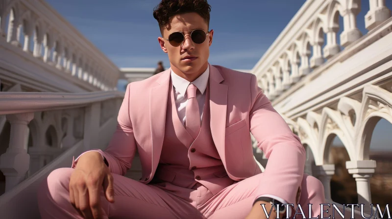 Young Man in Pink Suit - Urban Portrait Photography AI Image