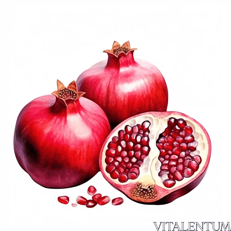 Captivating Pomegranate Painting | Realistic Watercolors AI Image