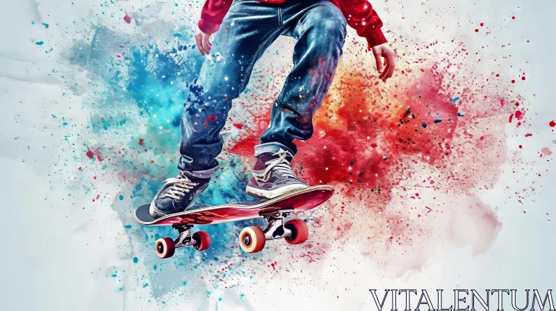 AI ART Exciting Skateboarding Jump in Colorful Setting