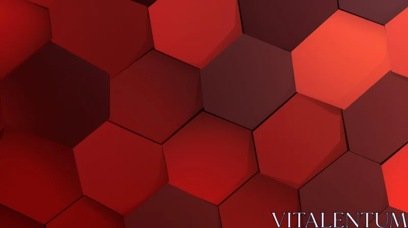 AI ART Red and Black Hexagon Pattern - 3D Rendering