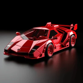 Red Supercar in Retro-Futuristic Cyberpunk Style