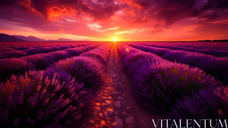 Tranquil Lavender Field at Sunset AI Image