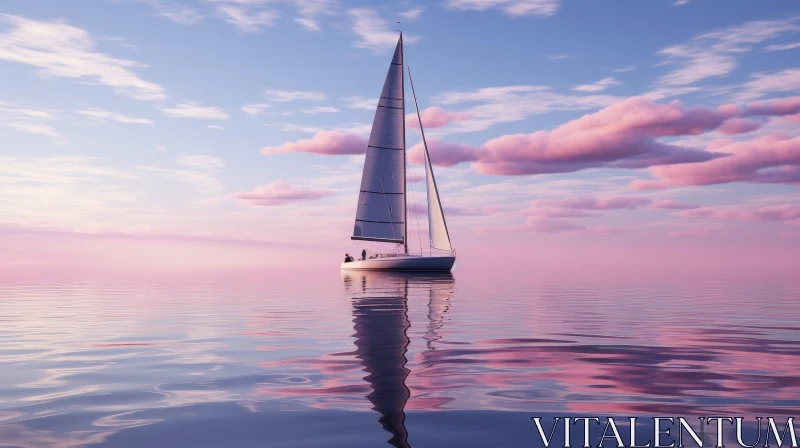 Tranquil Sailboat Seascape AI Image