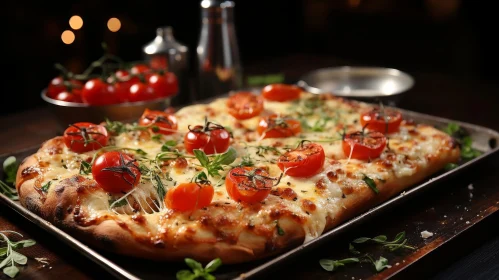 Delicious Thin Crust Pizza with Cherry Tomatoes and Cheese