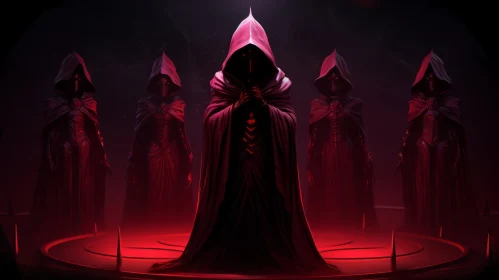 Enigmatic Group in Red Cloaks - Intriguing Scene