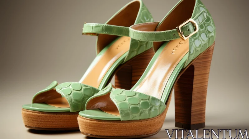 Green Leather High-Heeled Sandals - Fashion Statement AI Image
