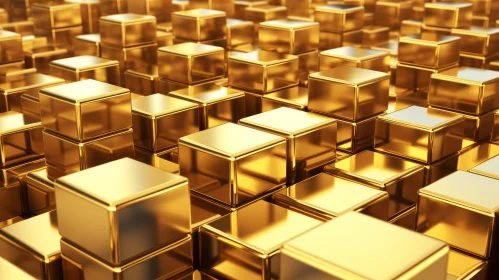 Luxurious Gold Cubes - 3D Rendering