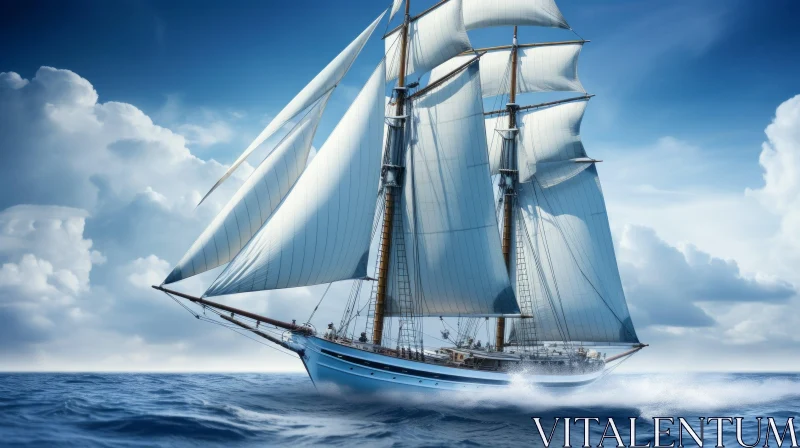 Majestic Sailing Ship in Open Waters AI Image
