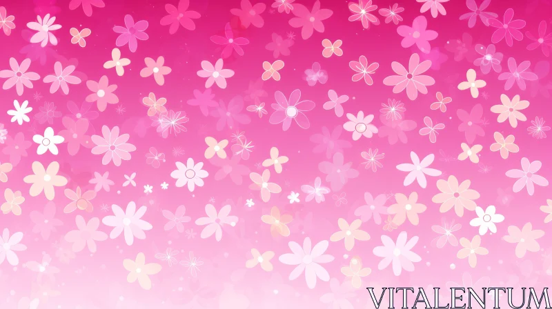 AI ART Pink Floral Background with White Flowers