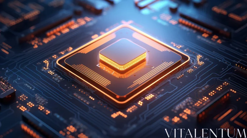Computer Processor Close-up: Silicon Chip and Transistors AI Image
