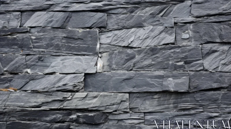 Dark Grey Slate Tile Stone Wall - Textured Pattern Design AI Image