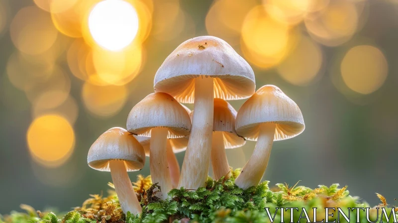 AI ART Enchanting Forest Mushrooms Close-up