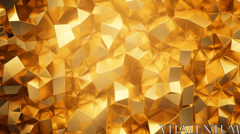 Golden Geometric Mosaic - 3D Abstract Rendering AI Image
