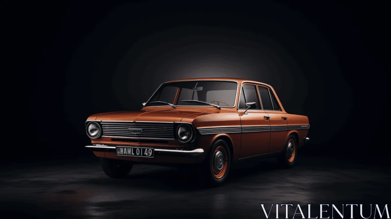 Vintage Orange Car in Photorealistic Renderings AI Image