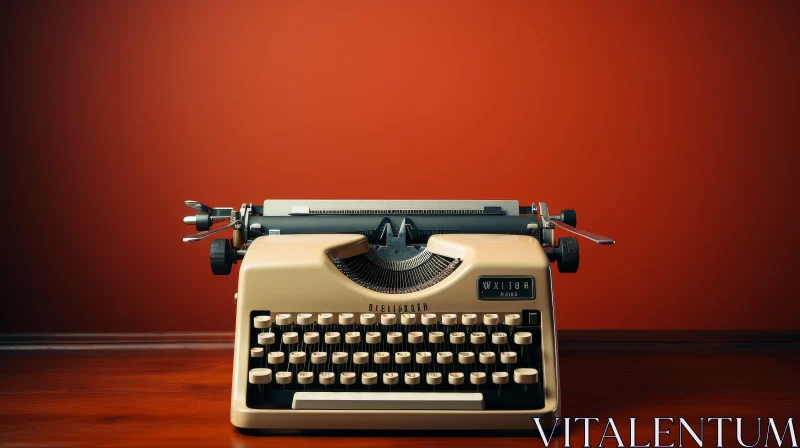 Vintage Typewriter on Wooden Table AI Image
