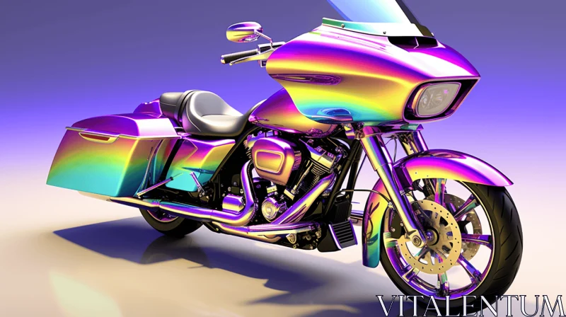 Colorful Motorcycle Parked on Grey Background | Digital Painting AI Image
