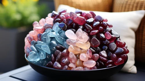 Colorful Stones Close-Up on Wooden Table