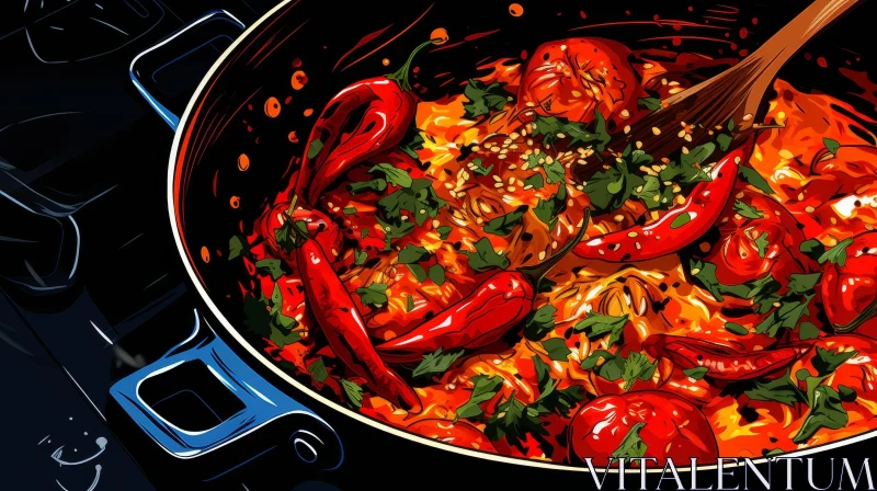 Delicious Chili Pot Painting AI Image