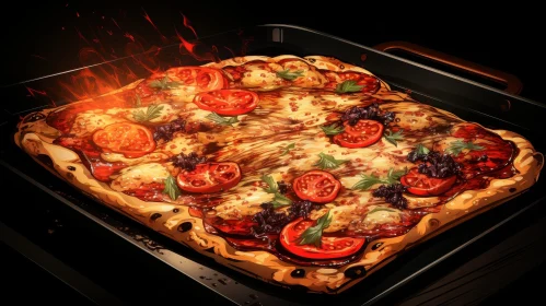 Delicious Pizza on Fire - Food Photography Masterpiece