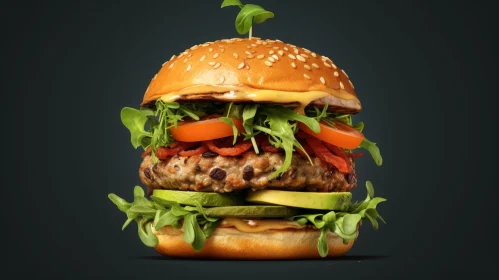 Delicious Plant-Based Hamburger Photography