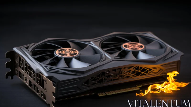 Modern Graphics Card with Fans and Red Logo AI Image