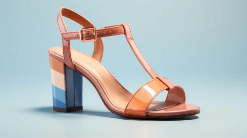 Stylish Pink High-Heeled Sandals with Multicolored Heel