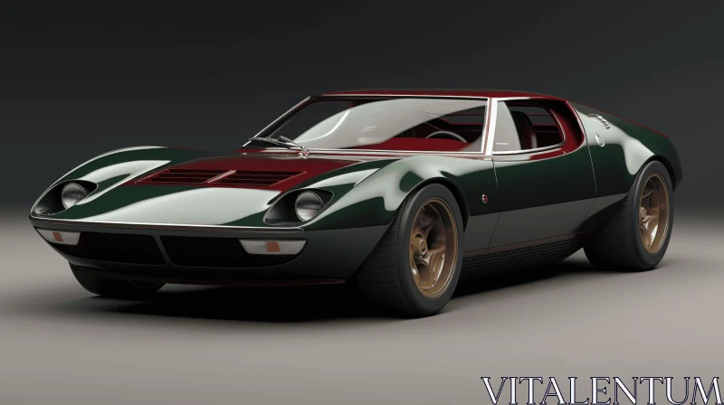 Green and Red Classic Sports Car - Hyper-Realistic 32k UHD Image AI Image