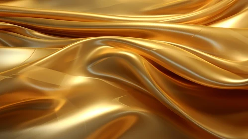 Luxurious Golden Silk Fabric with Flowing Waves