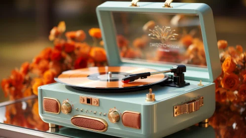 Mint Green Vintage Record Player Outdoors