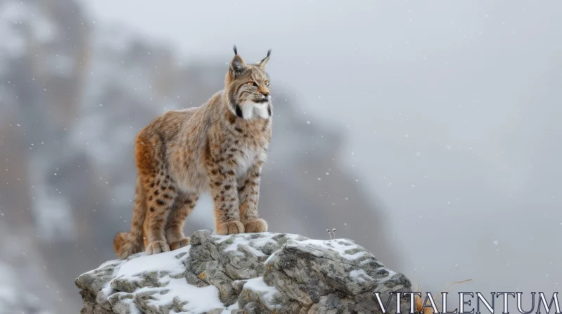 Snow Lynx Wildlife Photography AI Image