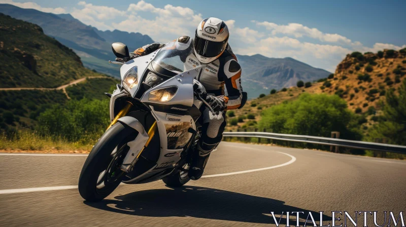 Thrilling Motorcycle Ride in Mountainous Terrain AI Image