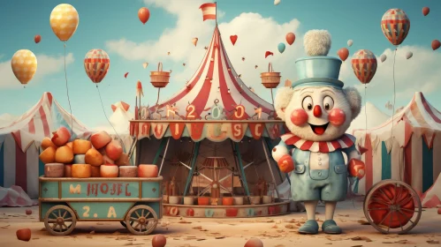 Whimsical Circus Clown 3D Rendering