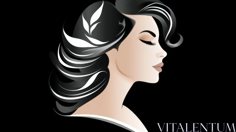 Woman's Face Vector Illustration in Profile AI Image