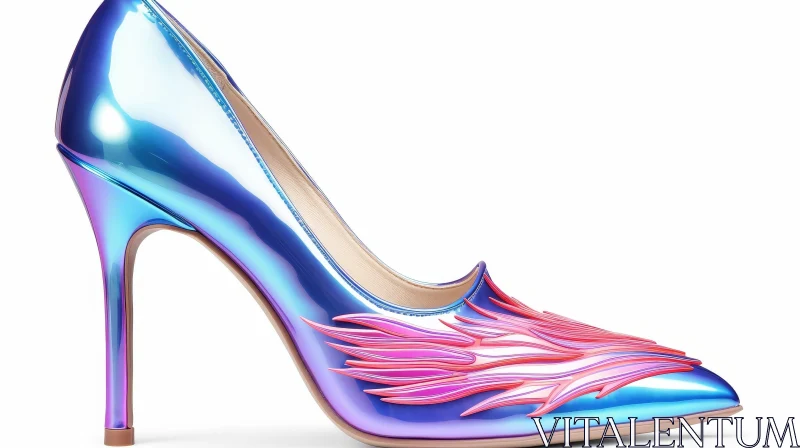 Blue Stiletto High Heel Women's Shoe AI Image