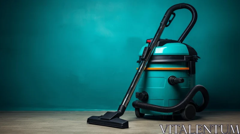 Green and Black Vacuum Cleaner on Wooden Floor AI Image