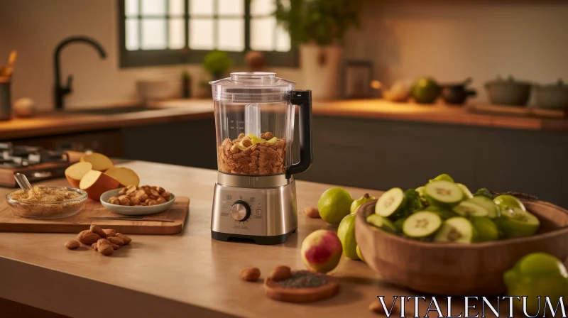 Modern Kitchen with Food Processor - Cooking Scene AI Image